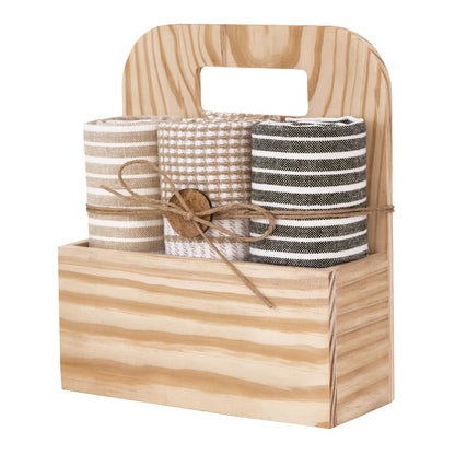 Utierka TRIO + HOLDER prúžky béžová sivá