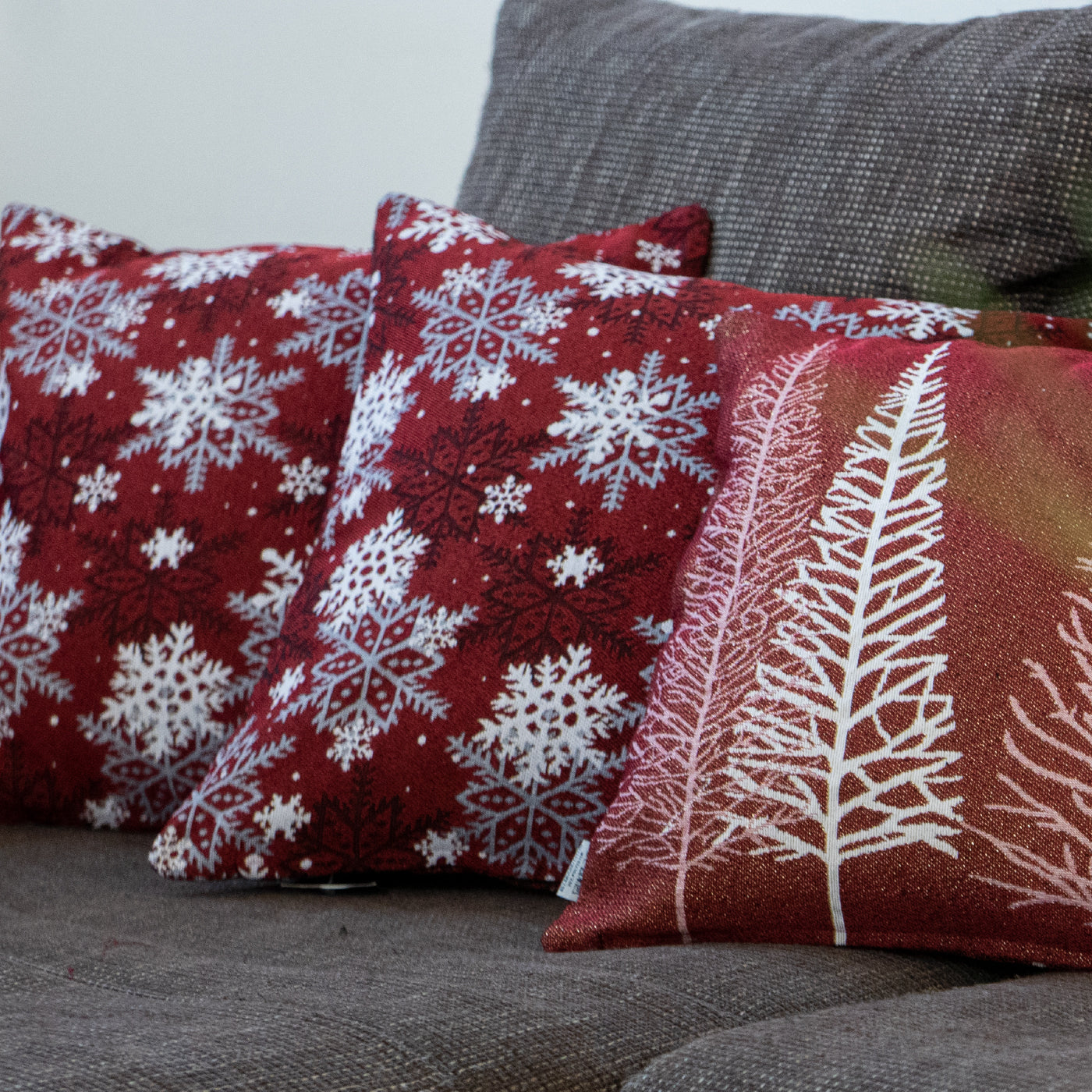 Dekoračný návlek MOTIV vločky červená biela