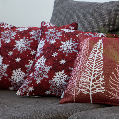 Dekoračný návlek MOTIV vločky červená biela