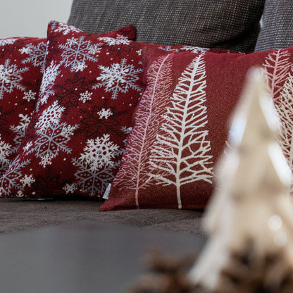 Dekoračný návlek MOTIV vločky červená biela