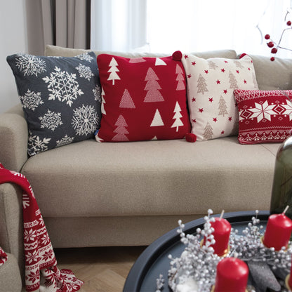 Dekoračný návlek pletený DESIGN vločky sivá smotanová