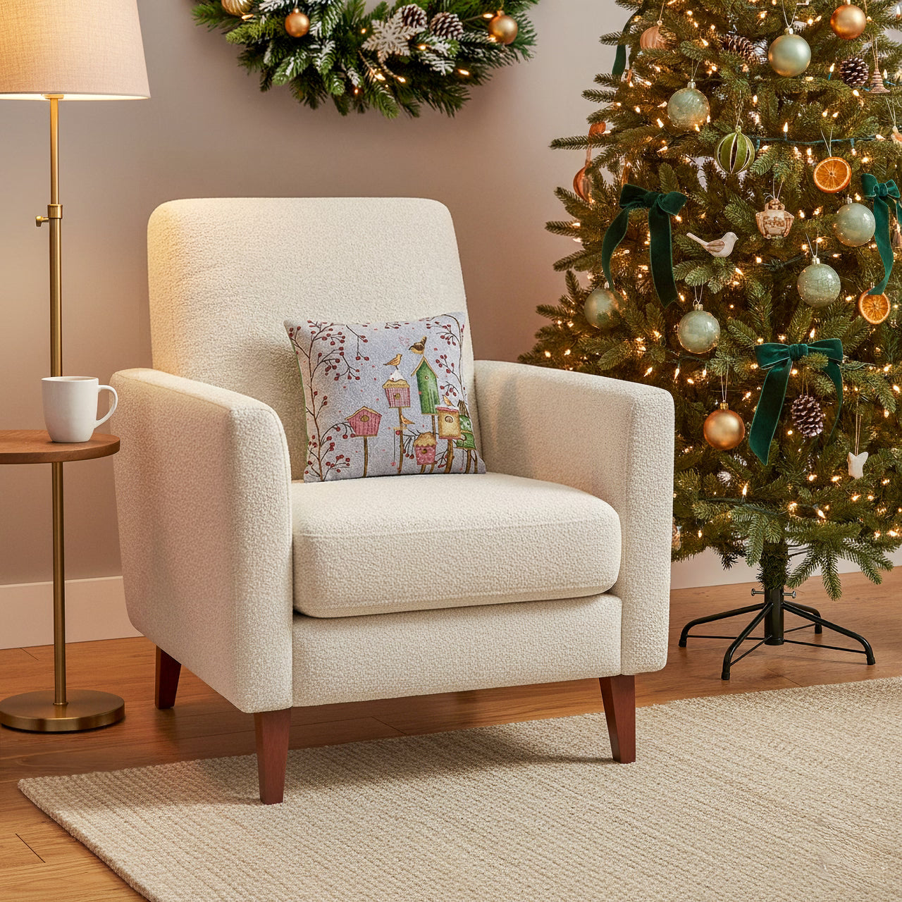 Dekoračný návlek MOTIV vtáčie búdky