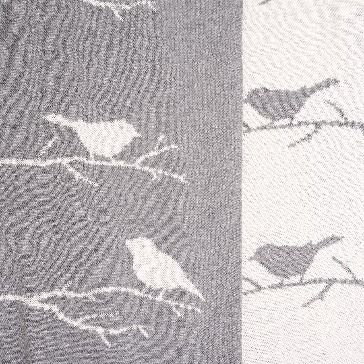 Deka pletená DESIGN vtáčiky sivá