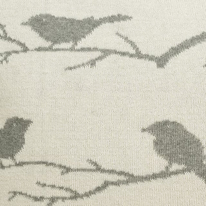 Dekoračný návlek pletený DESIGN vtáčiky sivá