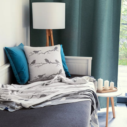 Deka pletená DESIGN vtáčiky sivá