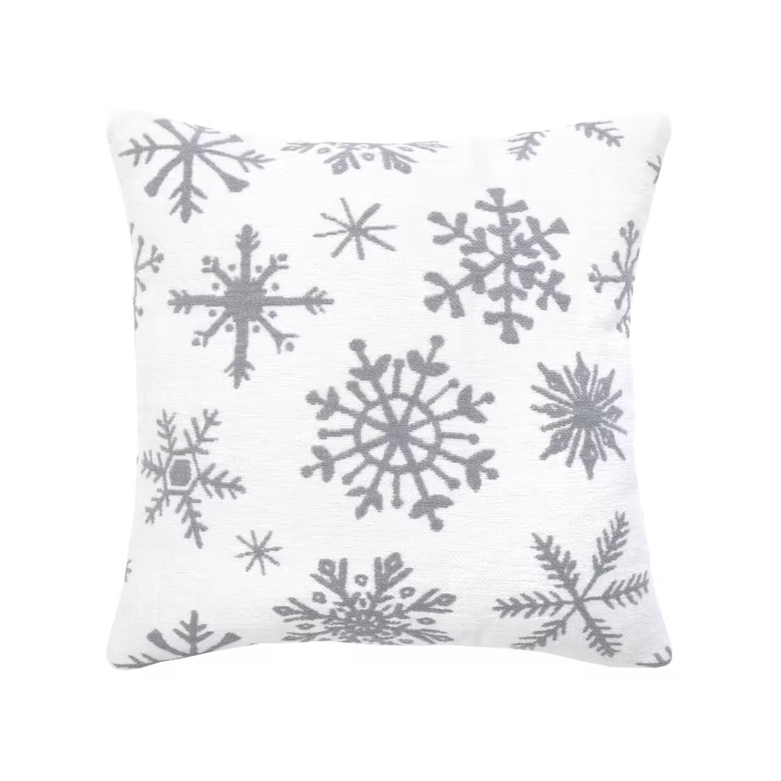 Dekoračný návlek WINTER vločky biela sivá