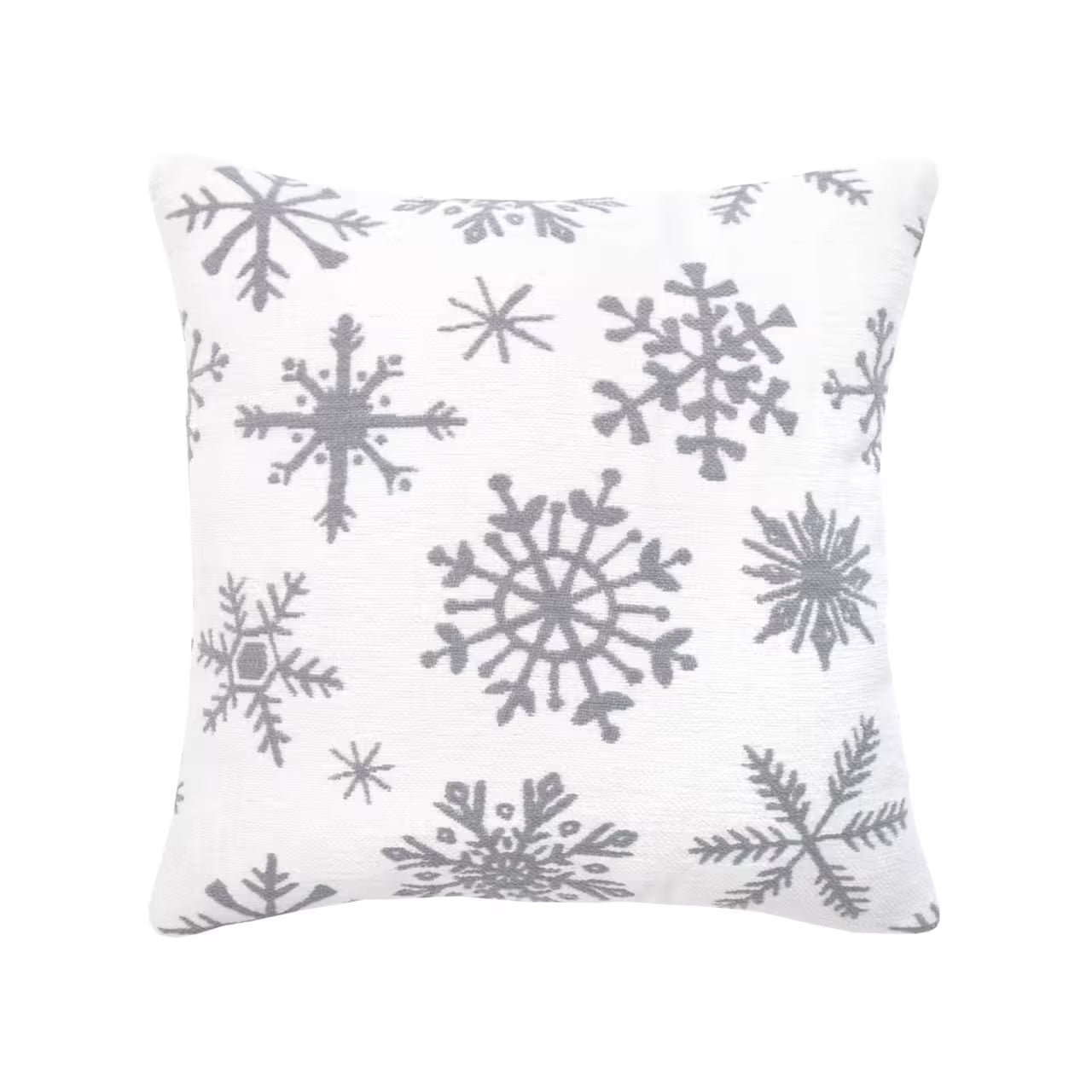 Dekoračný návlek WINTER vločky biela sivá