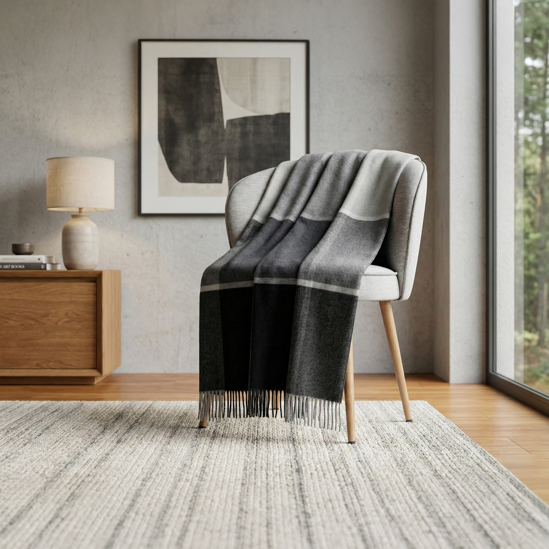 Deka vlnená DELI WOOL kocka sivá