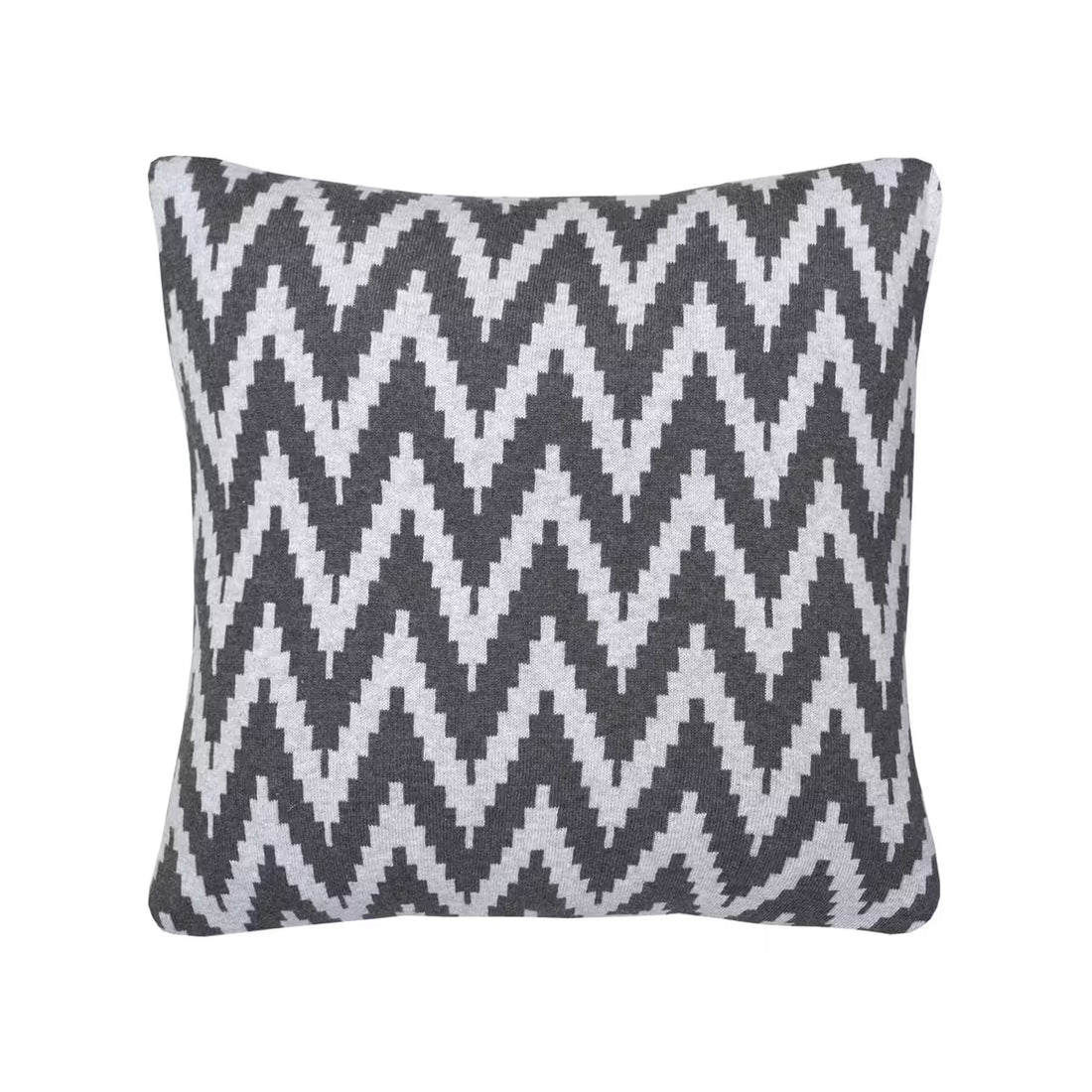 Dekoračný návlek pletený DESIGN zik zak tmavá sivá biela